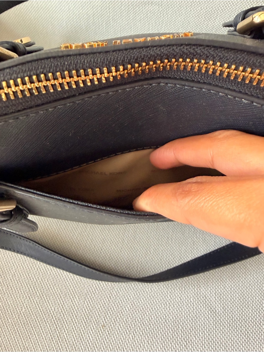 Michael Kors Navy color  Saffiano Leather Dome Satchel with Gold Hardware - Picture 4 of 13